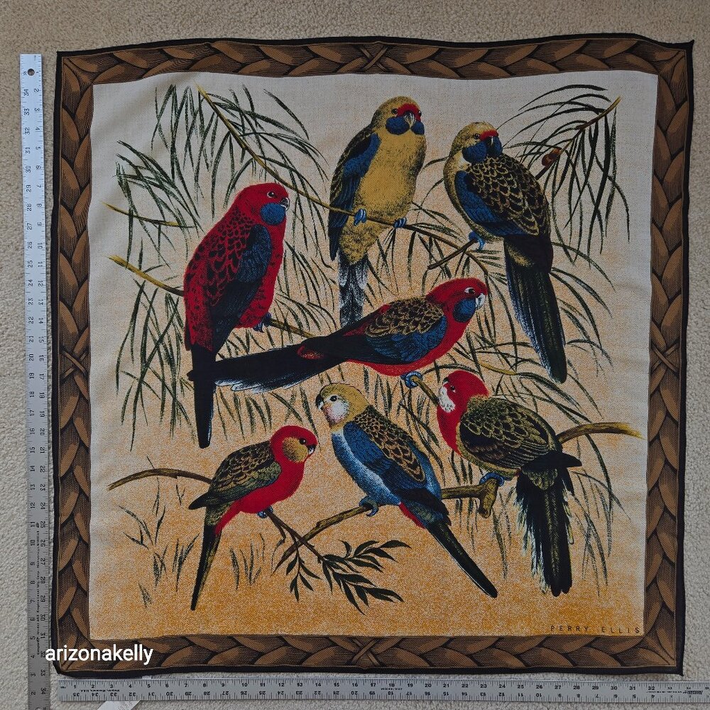 NWT Vintage Wool Parrot Rosella Scarf Perry Ellis Bird